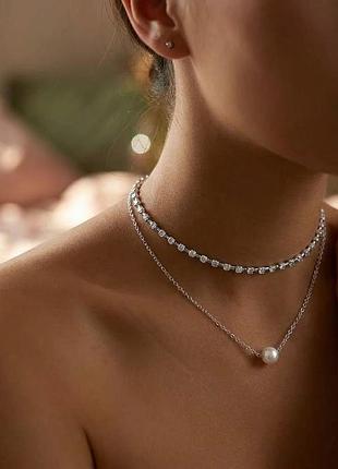 Двойное украшение цепочки камешков бусина
