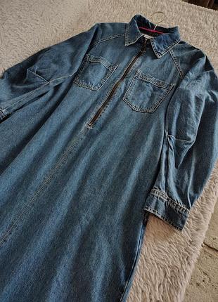 Джинсовое коттоновое миди платье zara 7