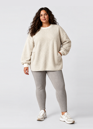 Удлиненный плюшевый свитшот оверсайз next teddy borg fleece под овчину, р. 24-26