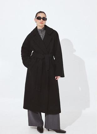 Элегантное черное пальто na-kd classic wool blend belted coat/размер м(38)
