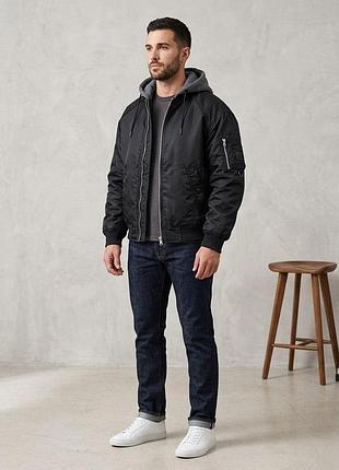 Мужская зимняя куртка bomber oversize kings wind 6011 black #1 ⚫️
