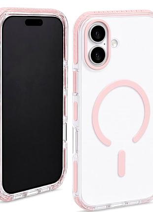 Чохол силіконовий vibe case з magsafe для iphone 16 plus захист камери рожевий mc-13448