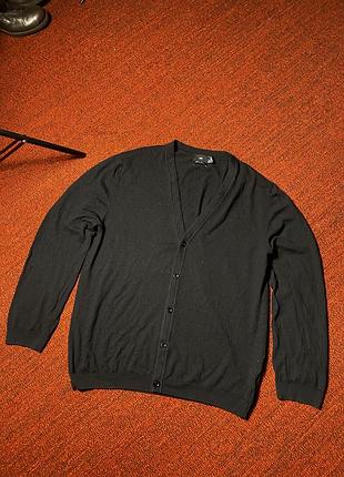 100% мериносової вовни merino wool класичний чоловічий кардиган тонкого в'язання бренду h&m у чорному кольорі