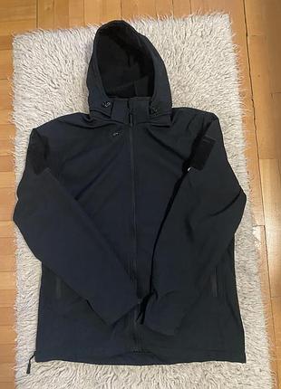Куртка чоловіча тактична soft shell combo чорна демісезонна на флісі, розмір m-l