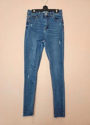 Женские джинсы скинни denim co. eur 36 / u9 8 высокая посадка с потертостями