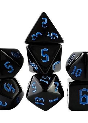 Черные дайсы кубики dungeons and dragons dnd подземелья и драконы набор кубиков днд d20 настолка синие цифры