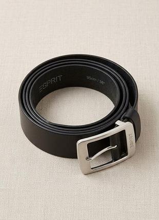 Ремінь чоловічий esprit класичний чорний шкіряний з металевою пряжкою