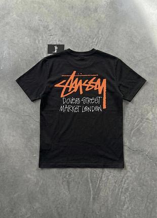 Футболка чоловіча stüssy чорна з графіті логотипом, 100% бавовна