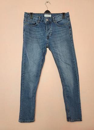 Мужские джинсы topman stretch skinny w32 l30 синие на пуговицах