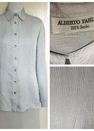Alberto fabiani m-l 46-48 сірий 100% шовк вінтаж