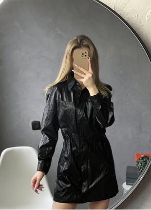Кожаное платье легкий плащ zara 3