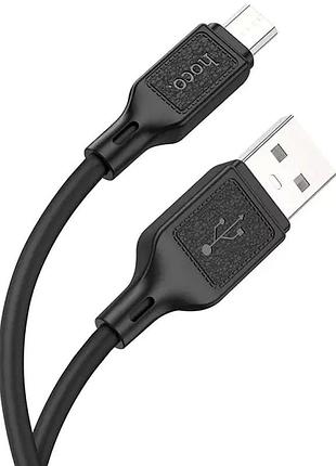 Кабель micro usb 2.4a hoco x90 силіконовий 1m для швидкого заряджання чорний mc-13533