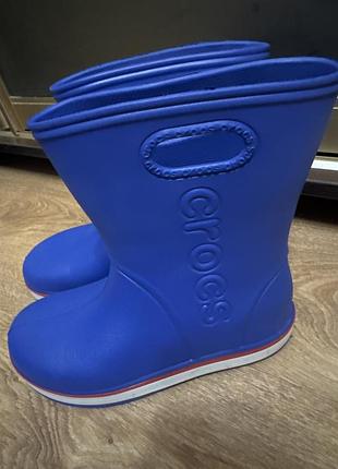 Резиновые сапоги crocs kids' crocband rain boot, размер j3 (35-36) оригинальные
