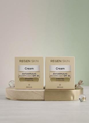Антивіковий денний крем проти зморшок з екзосомами — deliplus regen skin cream antiarrugas spf 30 (об'єм 50 мл), іспанія.