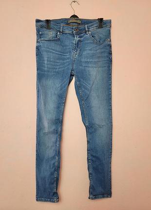 Мужские джинсы zara man w34 (eur 44) голубые зауженные стрейч