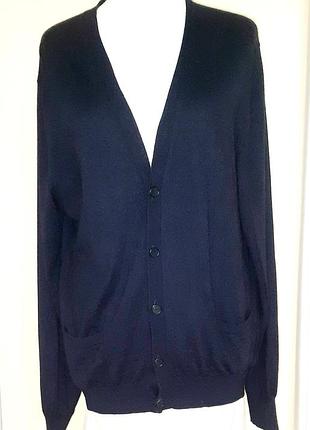 Gieves &amp; hawkes кардиган l-xl 48-50 кашемир шелк темно - синий цвет мужской кофта люкс