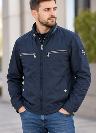 Чоловіча демісезонна куртка csv (casual wear dept.) premium quality, темно-синя, стильна, розмір l–xl.
