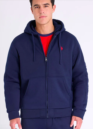 Кофта чоловіча шерпа зіп худі u.s. polo assn