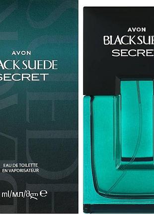 Мужская туалетная вода black suede secret avon, 75 мл
