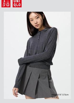 Джемпер-поло из 100% мериносовой шерсти uniqlo
