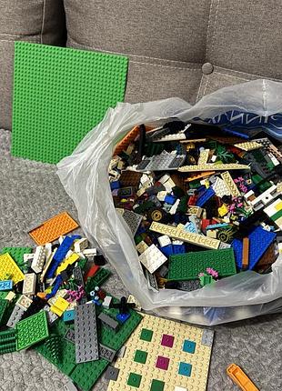 Конструктор для хлопчика lego, 5+ кг, різні набори (транспорт, сіті, майнкрафт) з великою зеленою пластиною