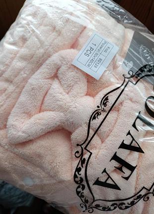 Полотенце-халат с шапочкой и повязкой микрофибра 150х80 см
