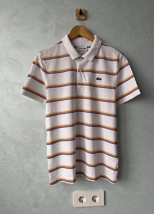 Чоловіче поло lacoste в смужку, біле, розмір m