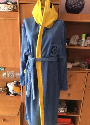 Дуже теплий халат мягусенький, размер l/xl. губка боб, спанчбоб, despicable me.