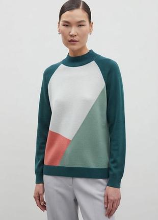 Яскравий вовняний светр колорблок country collection (100% extrafine merino) стан нового, р. 12 /m-l/ 46-48