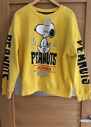 Світшот жіночий zara peanuts snoopy жовтий
