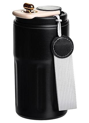 Термочашка coffee 400 мл с ремешком и датчиком температуры, черный