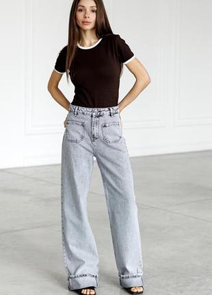 Нові джинси zebra high waist flared з накладними кишенями, розмір 38 (м)