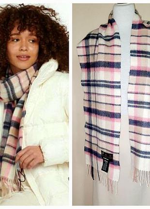 Barbour шерсть кашемир шарф розовые оттенки клетка