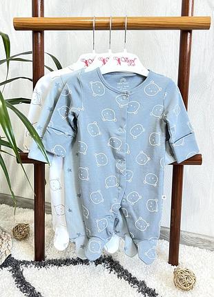 🍂комплект сліпів в медведиках та зірочках від next baby на first size, 50 см., 3.4 кг.