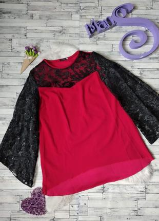 Нарядна Блузка exclusive жіноча червоно чорна1 фото