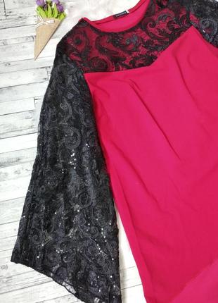 Нарядна Блузка exclusive жіноча червоно чорна3 фото