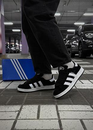 Зимові кросівки adidas campus, чорно-білі з хутром