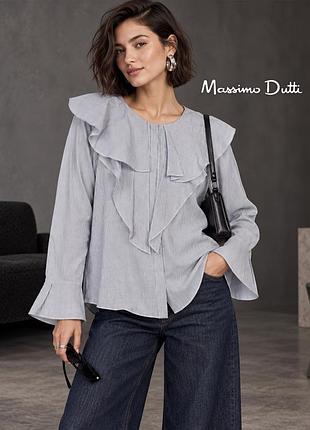 Оригінальні жіноча сорочка з воланами у дрібну смужку massimo dutti s