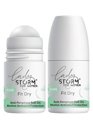 Жіночий роликовий дезодорант-антиперспірант lady storm fit dry, 50 мл