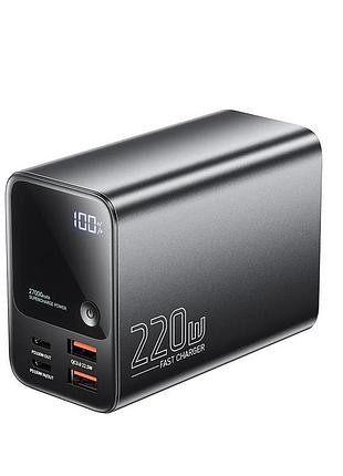 Повербанк essager 220w, 27000 mah, 2×usb-c/2×usb-a, pd140w, для ноутбука, смартфона, паяльника з дисплеєм (edy220-hb0g-z)