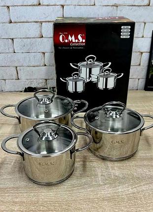 Набір посуду неіржавка сталь 6 предметів для кухні o.m.s. collection mc-13921