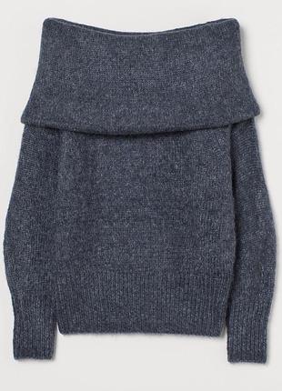 Об'ємний светр джемпер h&m з альпакою та широким коміром (розмір m)