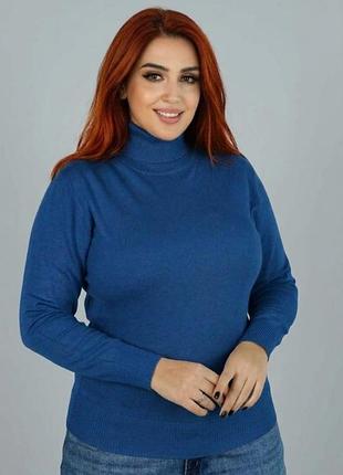 Кашеміровий гольф із закотом one size (48-52) синій glsa