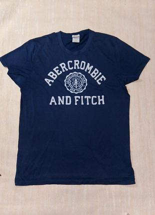 Футболка чоловіча abercrombie & fitch синя з принтом