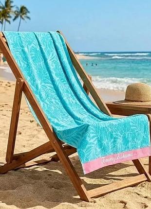 Пляжное полотенце tommy bahama из usa 91х173 см голубое с розовым