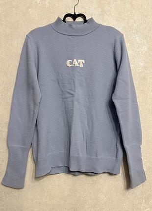Светр жіночий блакитний з написом cat