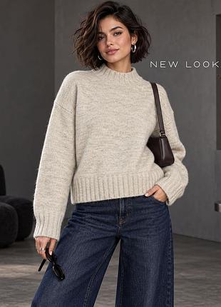 Новый серый свитер с воротником new look s