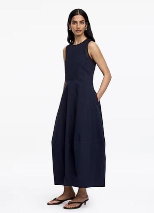 Темно-синя сукня міді silk organza-trim від arket.