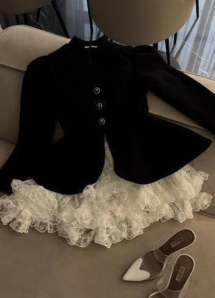 Костюм жіночий ivina boutique верх-баска + спідниця чорний, білий