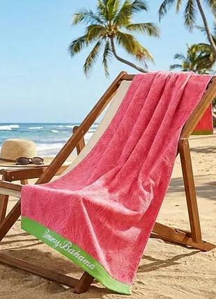 Пляжное полотенце tommy bahama из usa 91х173 см розовое с зеленым